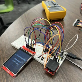 Elevator-style access control panel with button array and LCD display